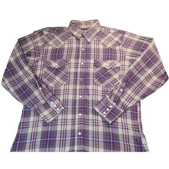 Saddle King Men’s L Plaid Western Pearl Snap Shirt VTG Long Sleeve EUC - Picture 1 of 5